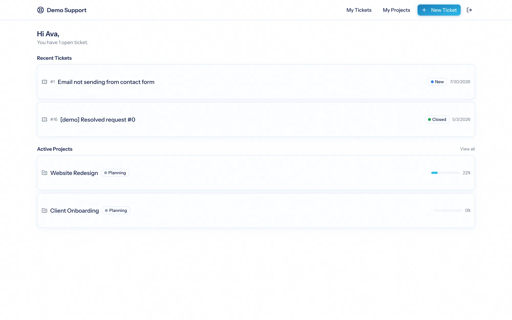 The client portal dashboard