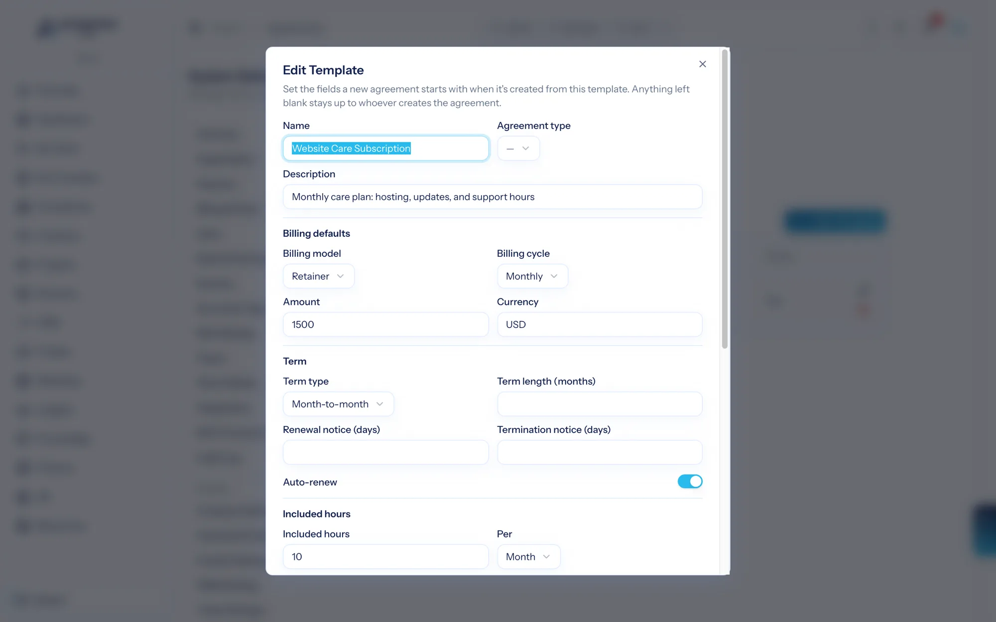 The agreement template builder