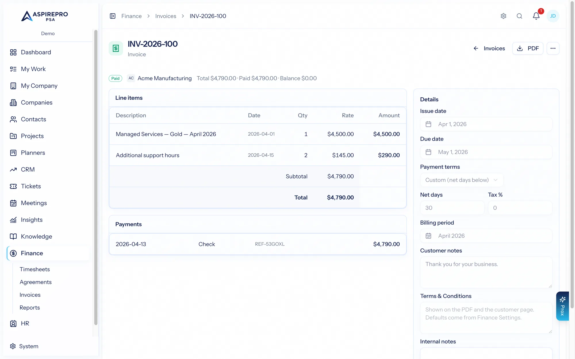 The invoice editor