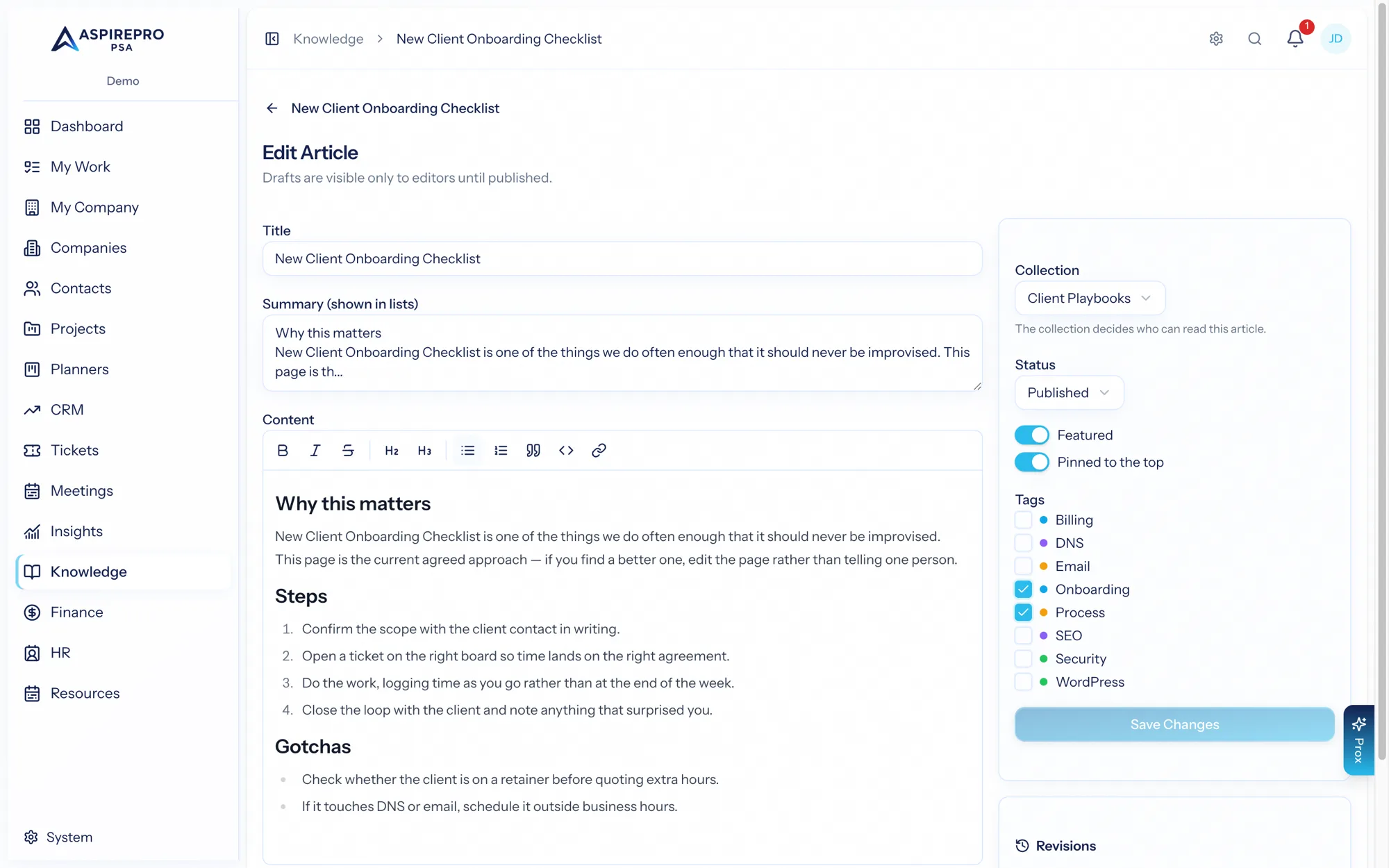 The article editor