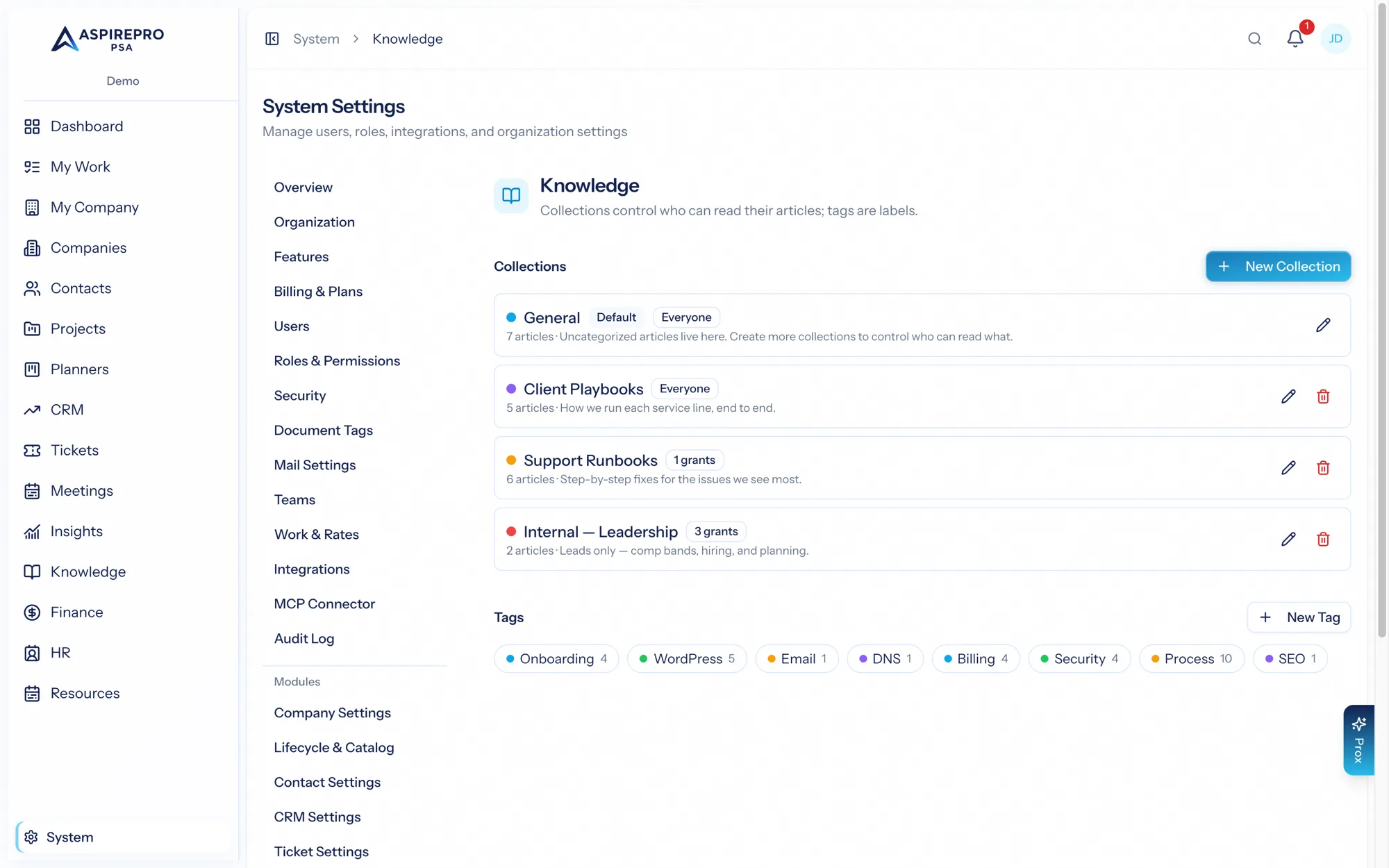 Managing collections and access