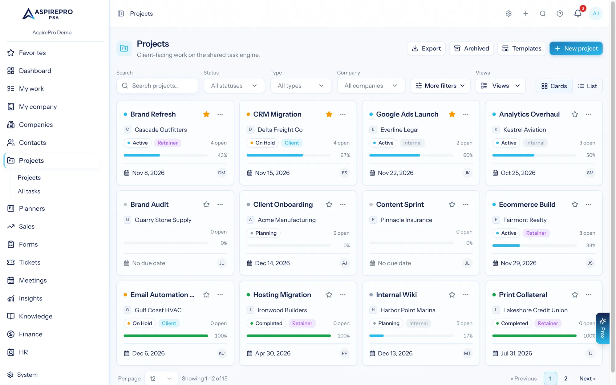 The project portfolio