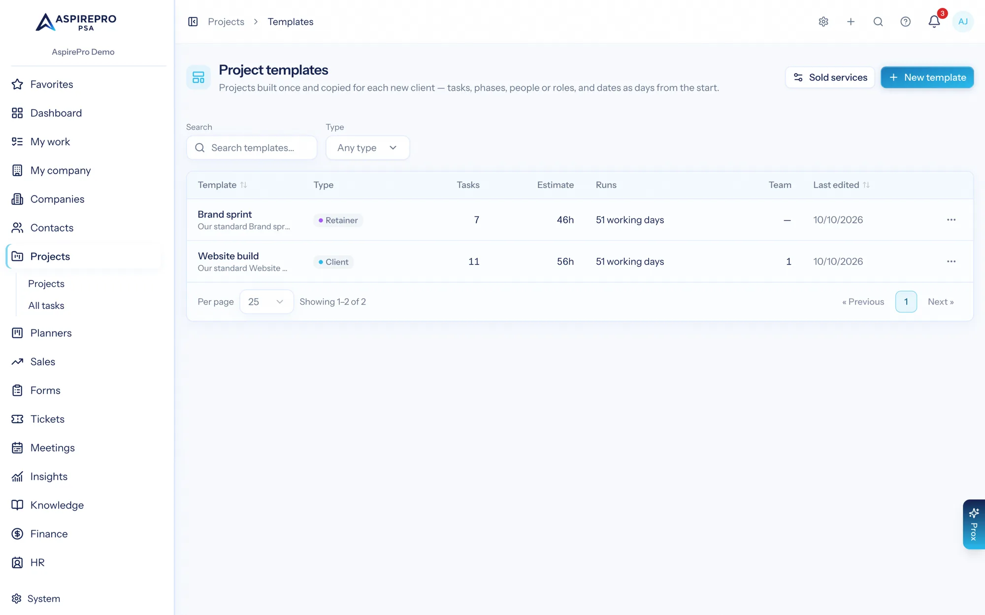 Project templates