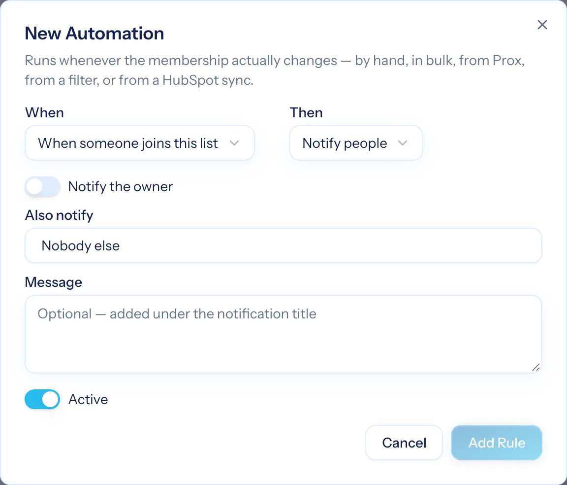 List rules that create a task and schedule a call when a contact joins